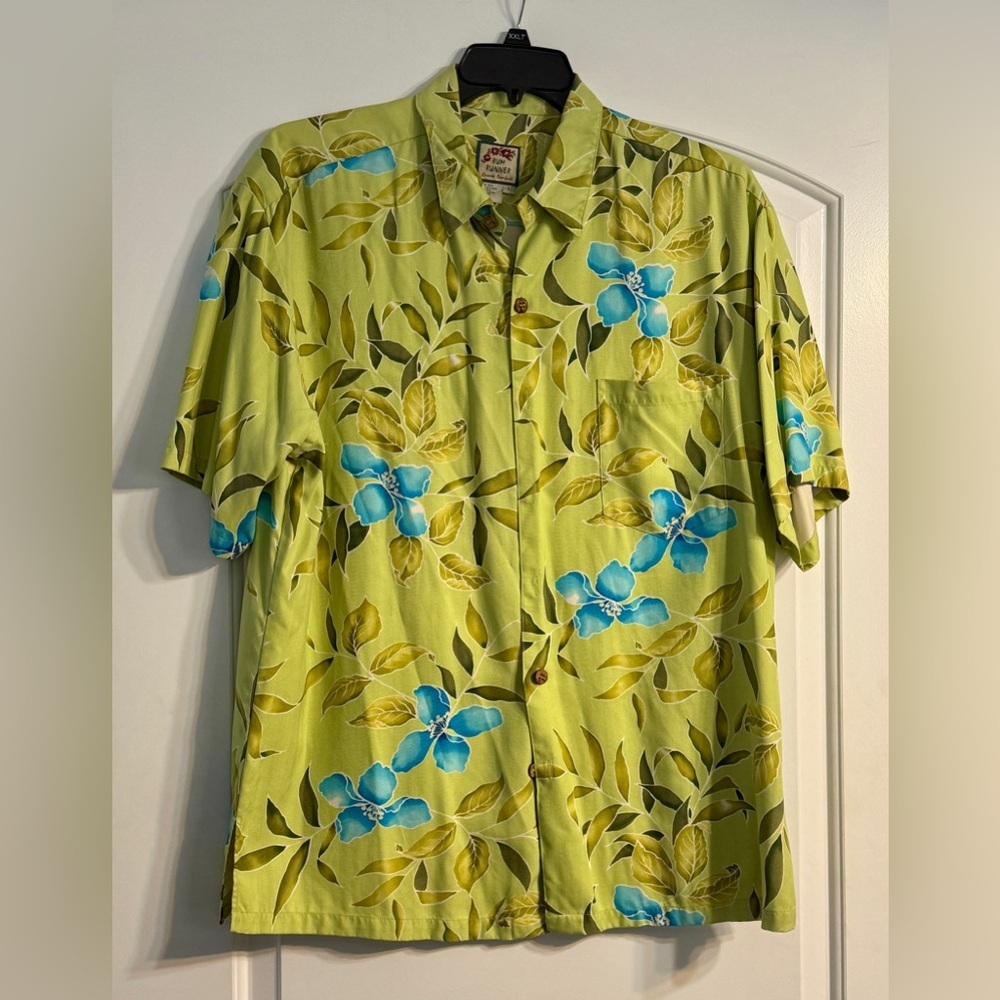 Tropical Green Floral‎ Men's Shirt Large